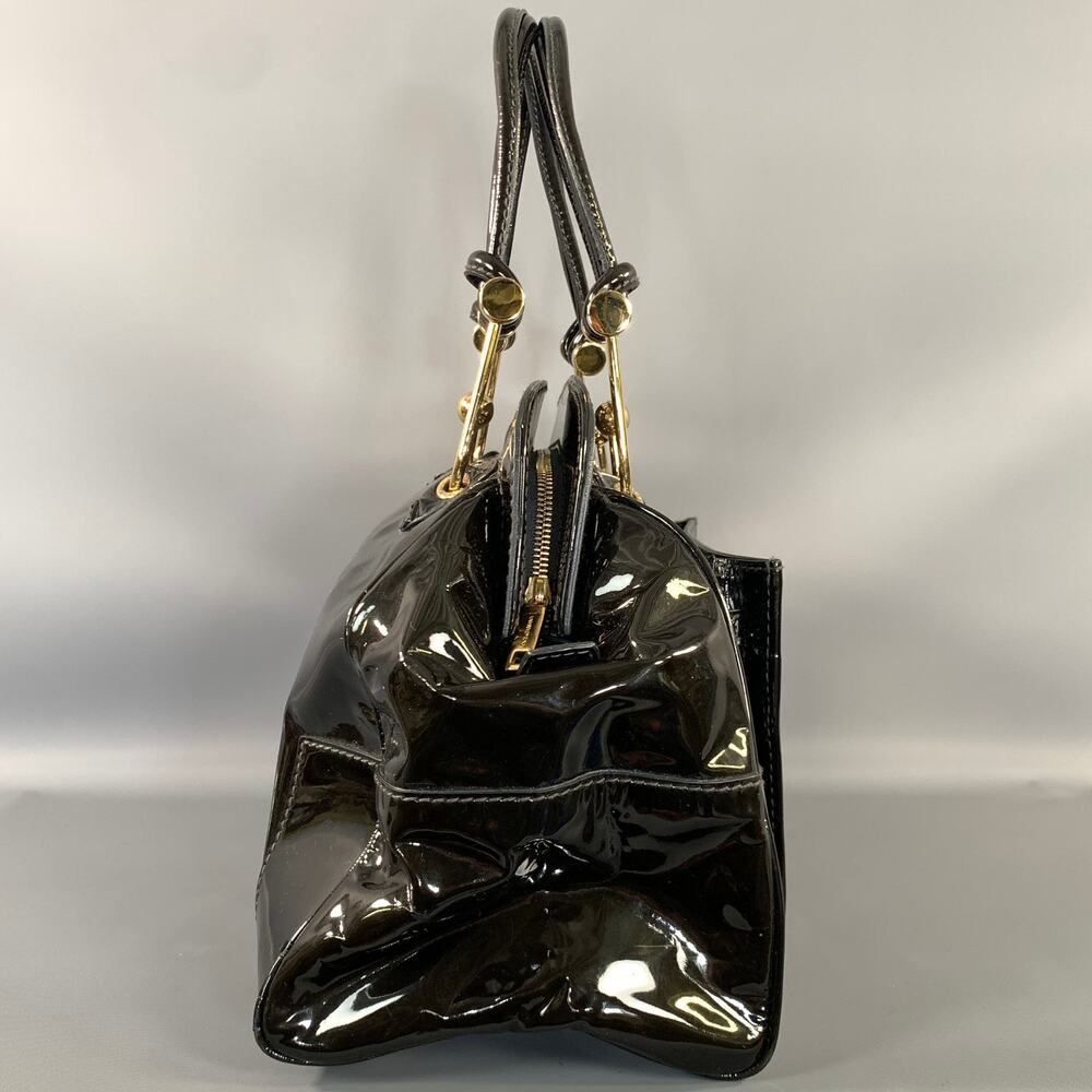 Dolce & Gabbana Black Gold Polyurethane Satchel Handbag One Size - Picture 2 of 10